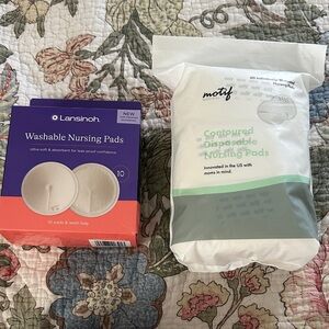 Lansinoh Washable Nursing Pads - Purple and White